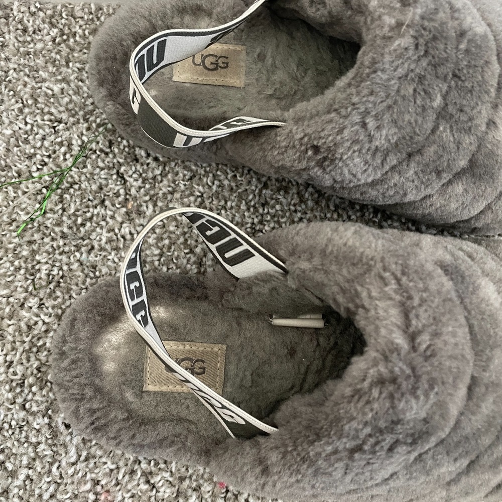 Ugg Fluff Yeah Slide Sandal Slipper Women 7 Gray Slingback Cozy Lounge Casual - Picture 7 of 7